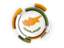 Cyprus. Round flag with pattern. Download icon.