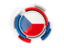 Czech Republic. Round flag with pattern. Download icon.