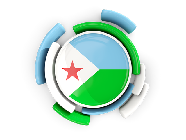 Round flag with pattern. Download flag icon of Djibouti at PNG format