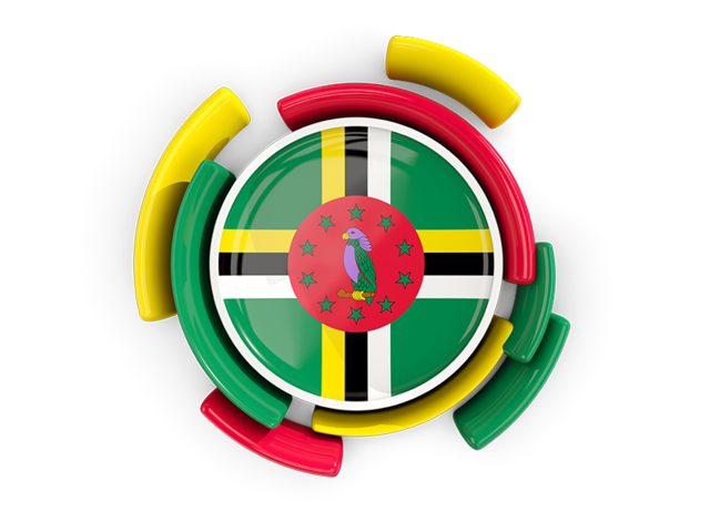 Round flag with pattern. Download flag icon of Dominica at PNG format