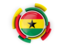 Ghana. Round flag with pattern. Download icon.