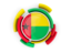 Guinea-Bissau. Round flag with pattern. Download icon.