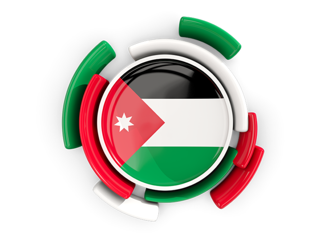 Round flag with pattern. Download flag icon of Jordan at PNG format