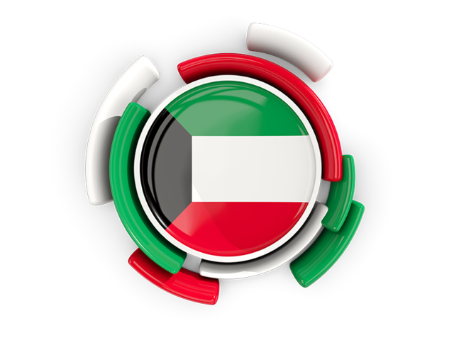 Round flag with pattern. Download flag icon of Kuwait at PNG format