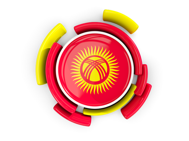 Round flag with pattern. Download flag icon of Kyrgyzstan at PNG format