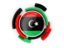 Libya. Round flag with pattern. Download icon.