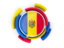 Moldova. Round flag with pattern. Download icon.