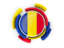 Romania. Round flag with pattern. Download icon.