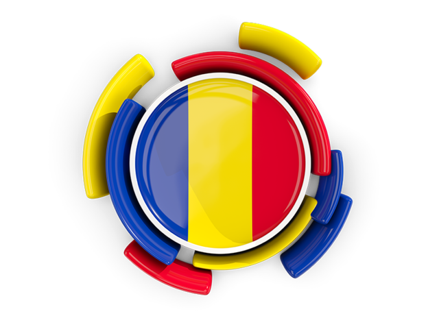 Round flag with pattern. Download flag icon of Romania at PNG format
