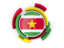Suriname. Round flag with pattern. Download icon.