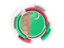Turkmenistan. Round flag with pattern. Download icon.