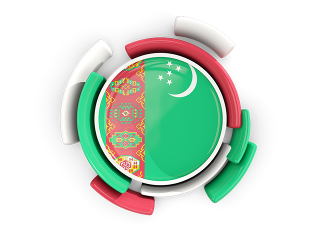 Round flag with pattern. Download flag icon of Turkmenistan at PNG format