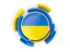 Ukraine. Round flag with pattern. Download icon.