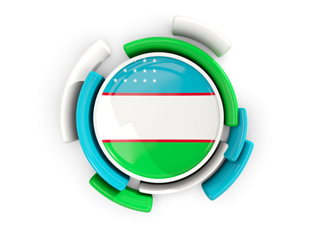 Round flag with pattern. Download flag icon of Uzbekistan at PNG format