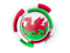Wales. Round flag with pattern. Download icon.