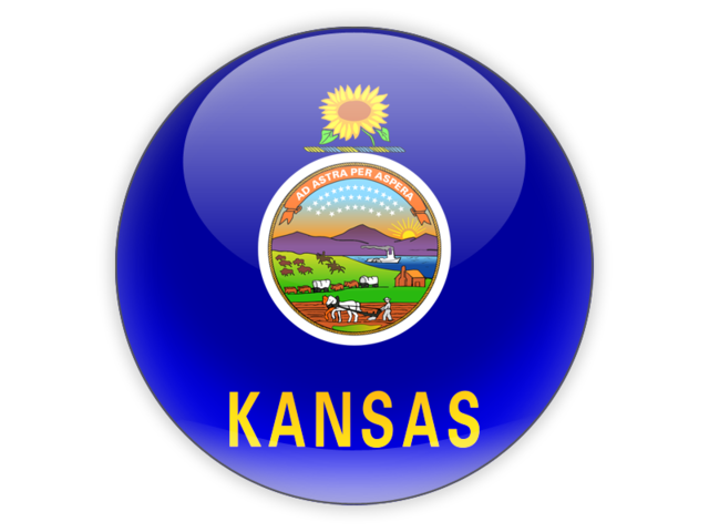 Round icon. Download flag icon of Kansas