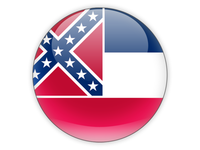 Round icon. Download flag icon of Mississippi