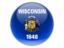 Flag of state of Wisconsin. Round icon. Download icon