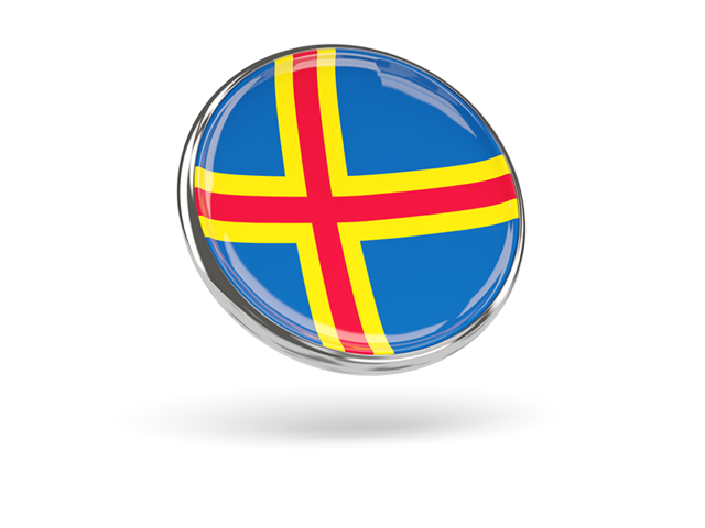 Round icon with metal frame. Download flag icon of Aland Islands at PNG format