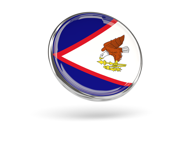 Круглая иконка с металлической рамкой. Скачать флаг. Американское Самоа