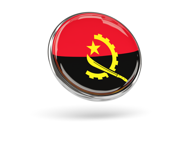 Round icon with metal frame. Download flag icon of Angola at PNG format