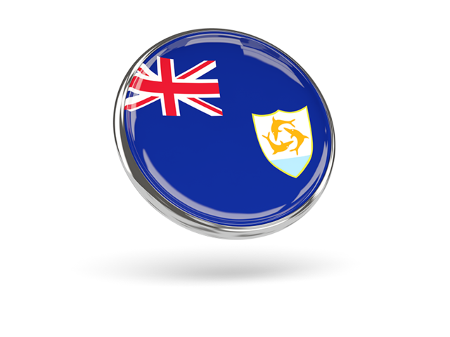 Round icon with metal frame. Download flag icon of Anguilla at PNG format
