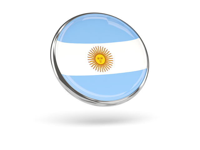 Round icon with metal frame. Download flag icon of Argentina at PNG format