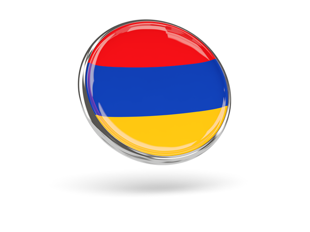 Round icon with metal frame. Download flag icon of Armenia at PNG format