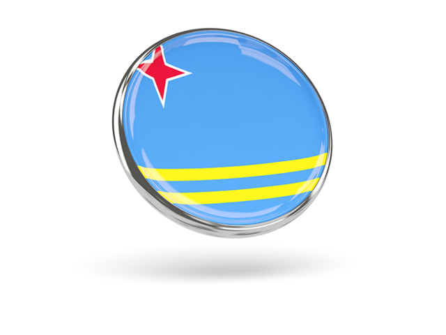 Round icon with metal frame. Download flag icon of Aruba at PNG format