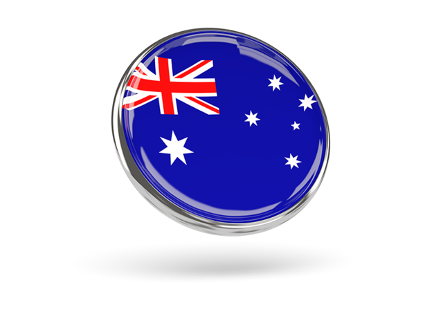 Round icon with metal frame. Download flag icon of Australia at PNG format