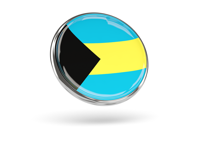 Round icon with metal frame. Download flag icon of Bahamas at PNG format