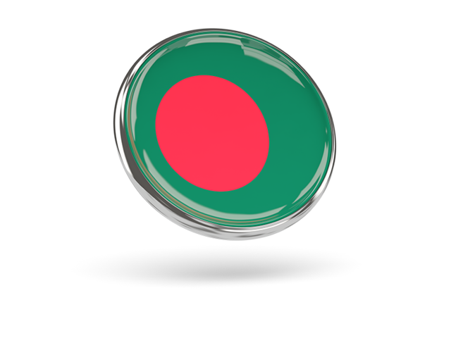 Круглая иконка с металлической рамкой. Скачать флаг. Бангладеш