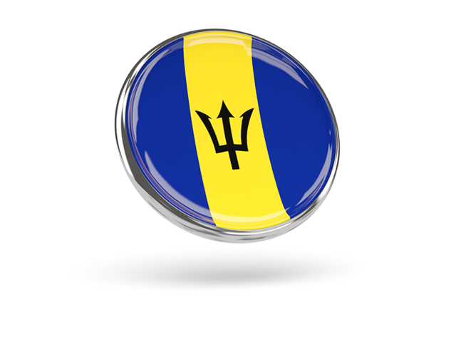 Round icon with metal frame. Download flag icon of Barbados at PNG format