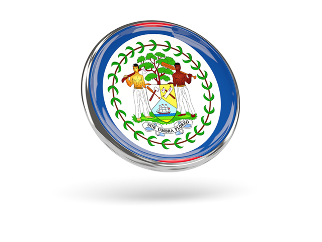 Round icon with metal frame. Download flag icon of Belize at PNG format