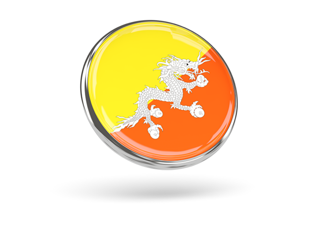 Round icon with metal frame. Download flag icon of Bhutan at PNG format