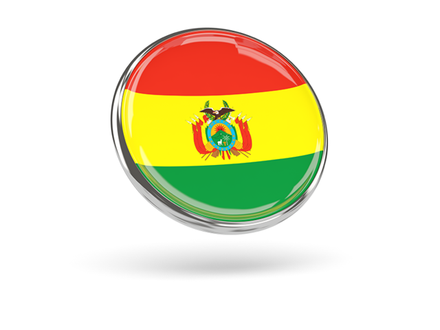 Круглая иконка с металлической рамкой. Скачать флаг. Боливия