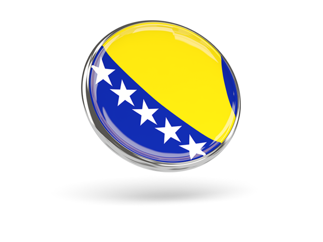 Круглая иконка с металлической рамкой. Скачать флаг. Босния и Герцеговина