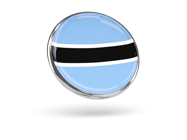 Round icon with metal frame. Download flag icon of Botswana at PNG format