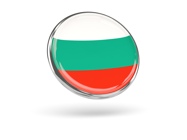 Round icon with metal frame. Download flag icon of Bulgaria at PNG format