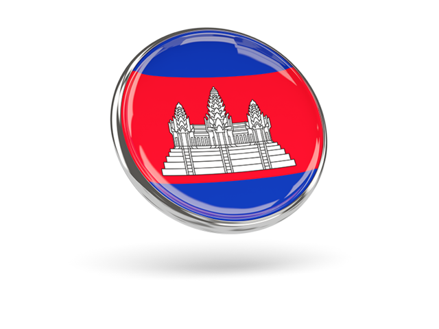 Round icon with metal frame. Download flag icon of Cambodia at PNG format