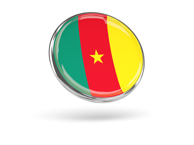 Round icon with metal frame. Download flag icon of Cameroon at PNG format