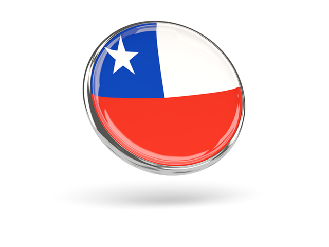Round icon with metal frame. Download flag icon of Chile at PNG format