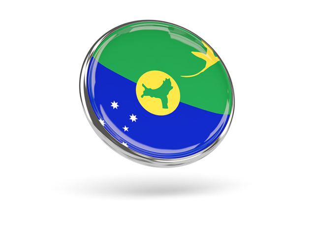 Round icon with metal frame. Download flag icon of Christmas Island at PNG format