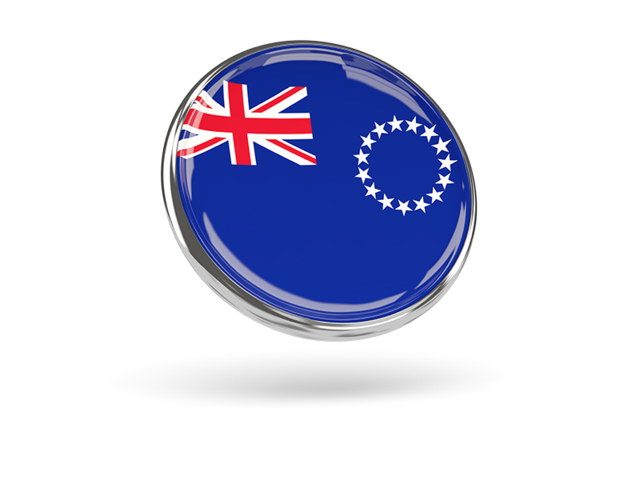 Round icon with metal frame. Download flag icon of Cook Islands at PNG format