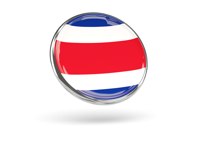 Круглая иконка с металлической рамкой. Скачать флаг. Коста-Рика