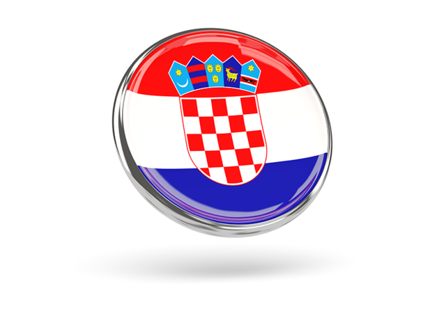 Круглая иконка с металлической рамкой. Скачать флаг. Хорватия
