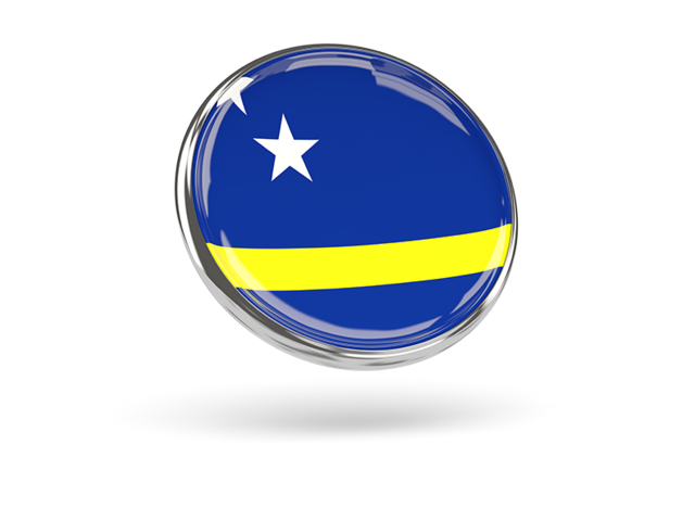 Round icon with metal frame. Download flag icon of Curacao at PNG format