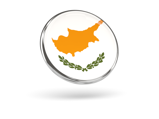 Круглая иконка с металлической рамкой. Скачать флаг. Кипр