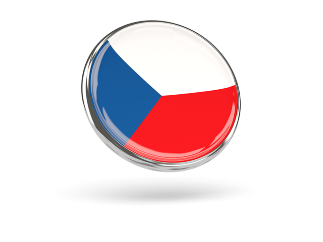 Round icon with metal frame. Download flag icon of Czech Republic at PNG format