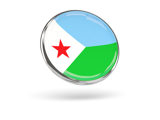 Round icon with metal frame. Download flag icon of Djibouti at PNG format